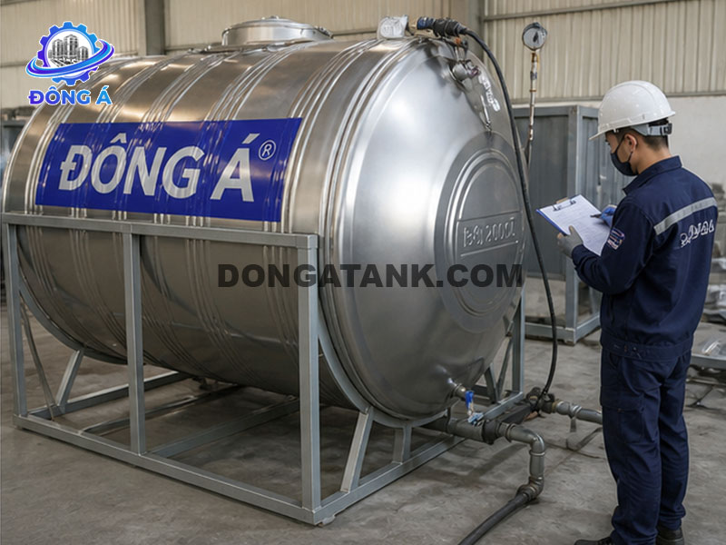 Bồn nước Inox 500L Đông Á ngang (Φ720)