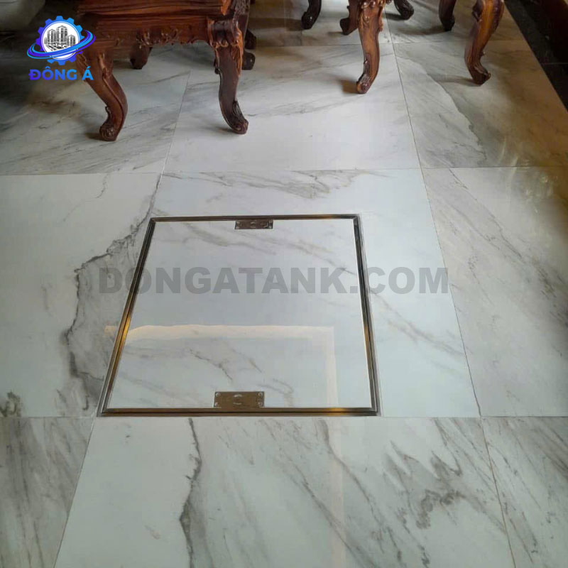 Nắp bể ngầm inox 800x800, chịu tải 2 tấn