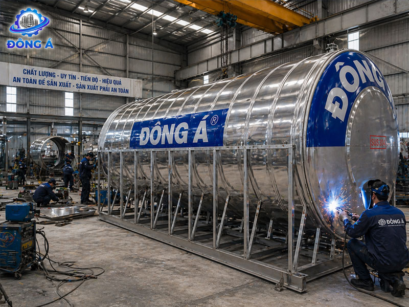 Bồn nước Inox Đông Á 10000L ngang